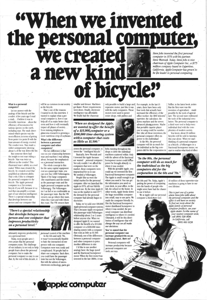 Steve Jobs’ “Bicycle For the Mind” advertisement